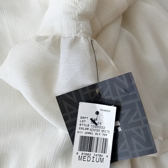 2/$24 IZ Byer Sheer Shimmer White Top Blou… - Picture 6 of 10